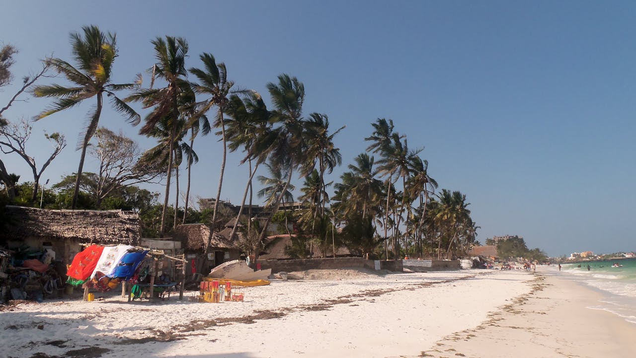 Mombasa coastline with white-sand beaches and Indian Ocean views